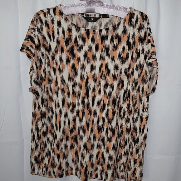 Giuliano Blouse Short Sleeves Rayon Animal Print Size Small - Picture 1 of 8